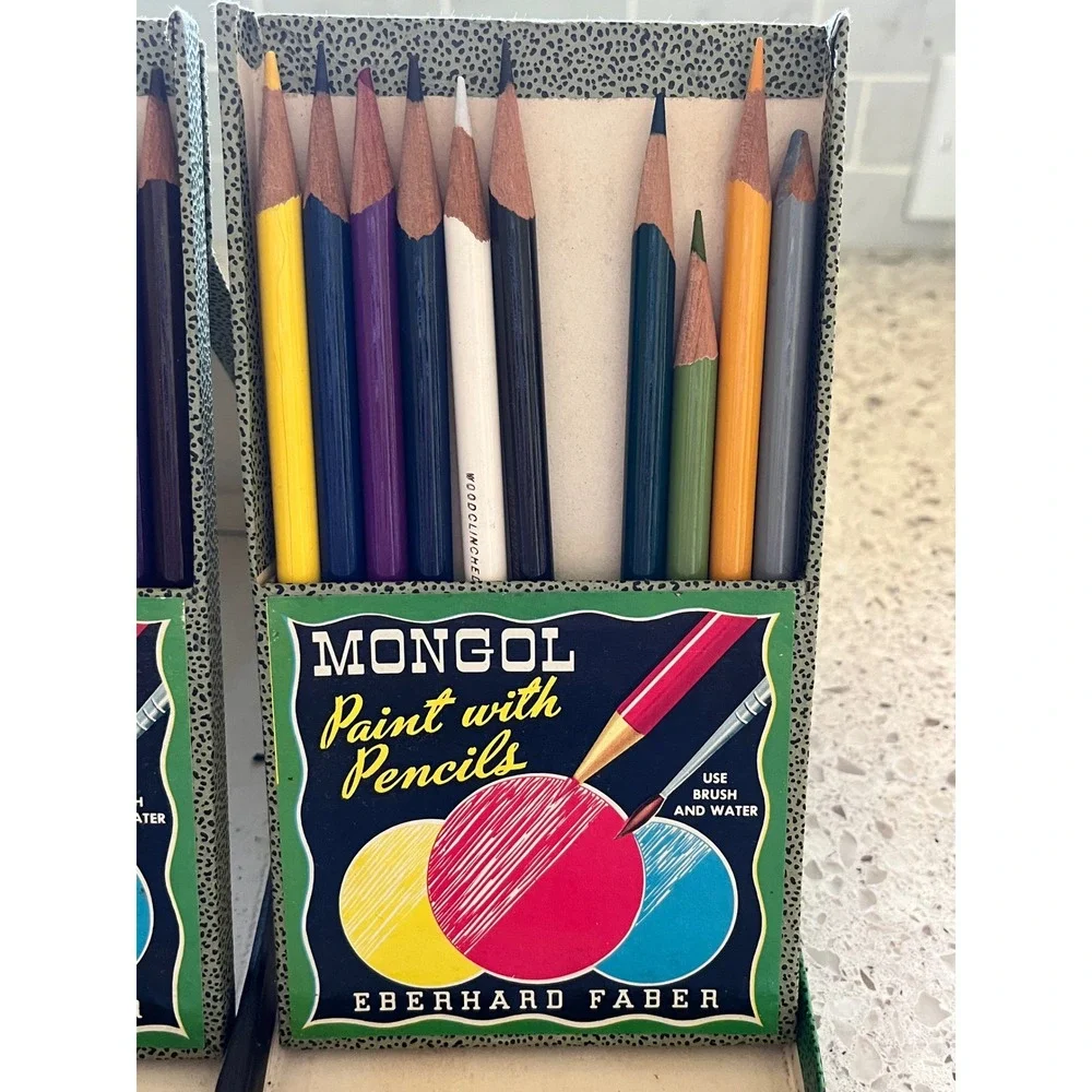 Vintage Eberhard Faber Mongo Colored Pencils Assortment 743 1950 USA Box